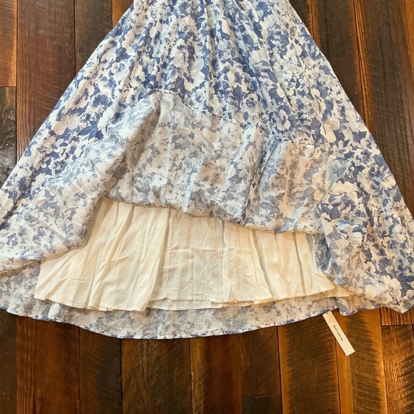 Reformation Monette Linen Midi Dress Blue White Floral 12 NWT - Picture 13 of 14